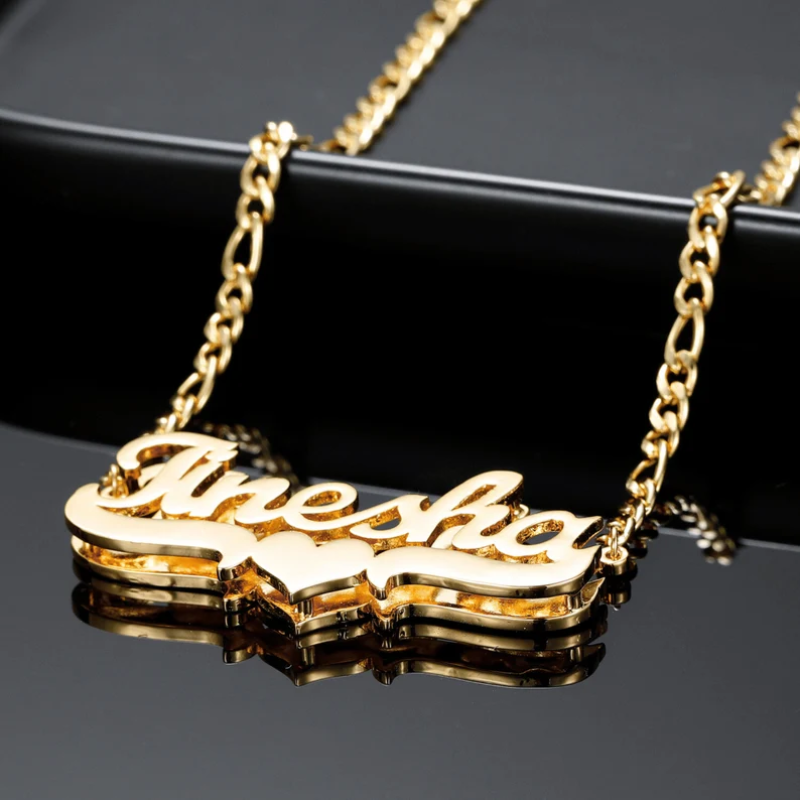 Name Necklace Custom - Amaxer personalizado placa de nome duplo