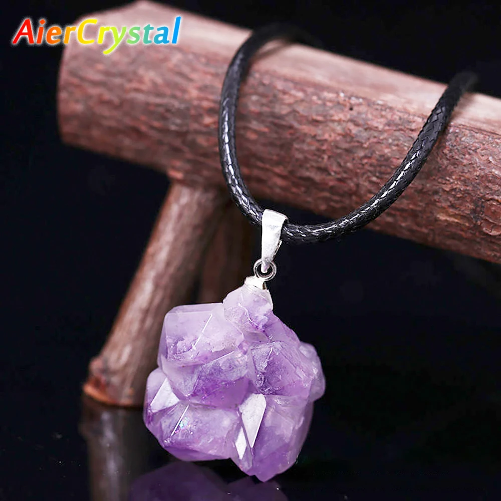 Natural uruguai ametista pedra - Birth Flower Necklace avaliação e preço