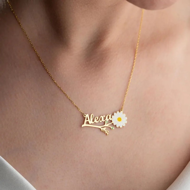 Colar Personalizado Roro com N - Birth Flower Necklace avaliação e preço