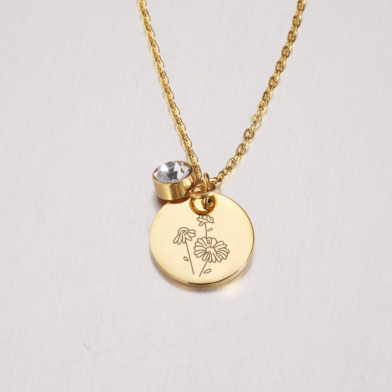 Cristal birthstone colar para  - Birth Flower Necklace avaliação e preço