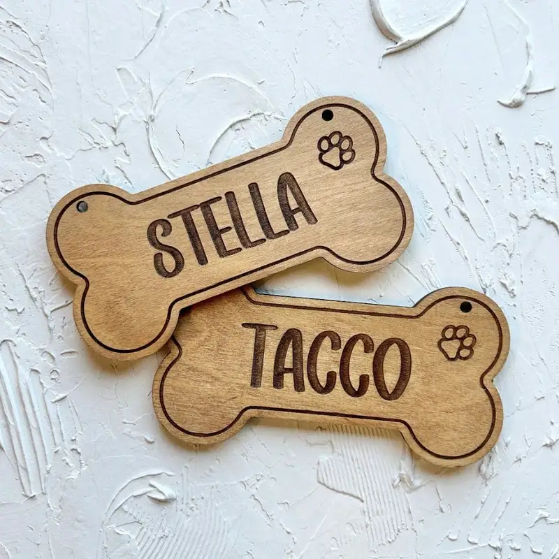 5PCS Etiqueta de Cão de Madeir - Pet Portrait Custom avaliação e preço