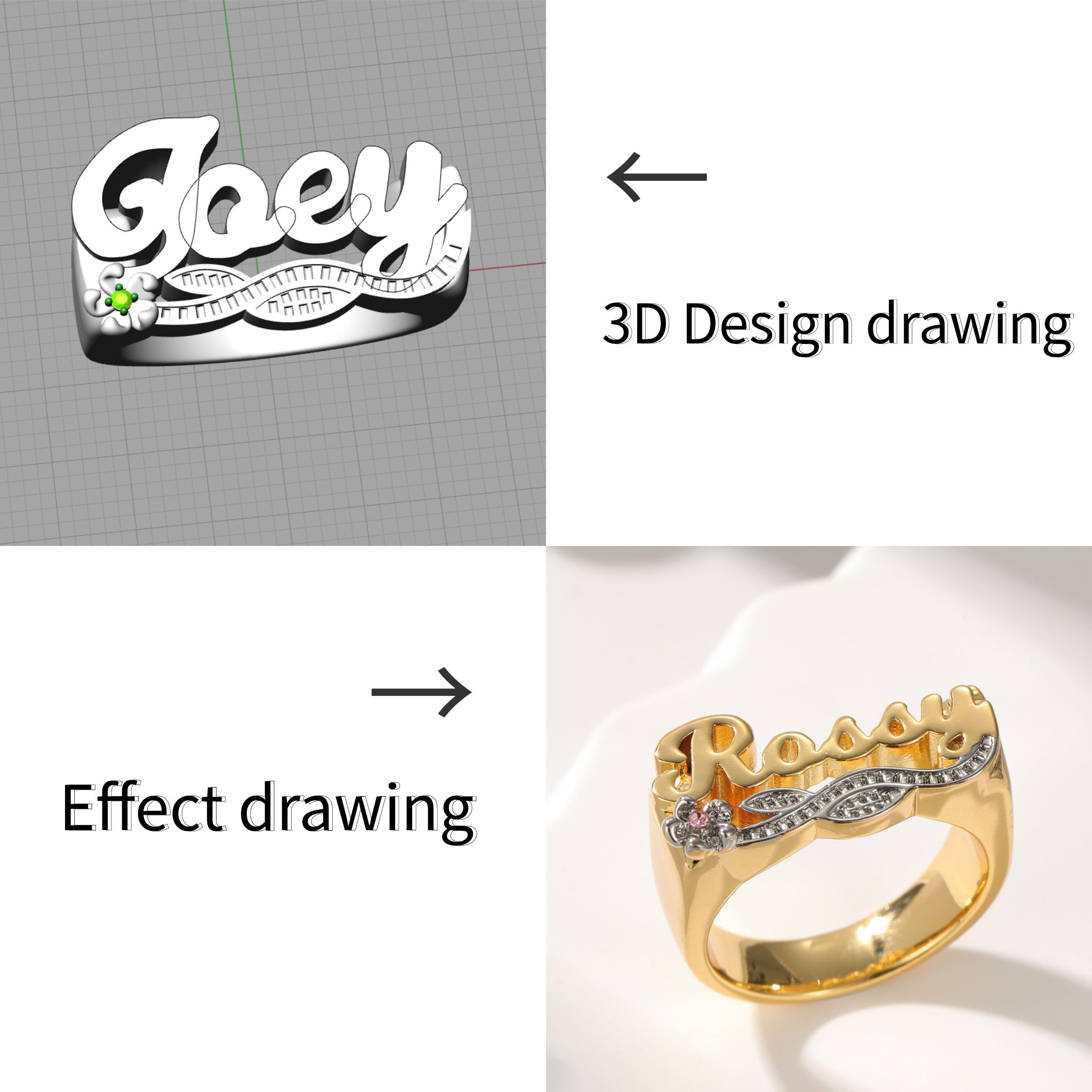Anel com nome 3D Anel com nome - Initial Ring Custom avaliação e preço